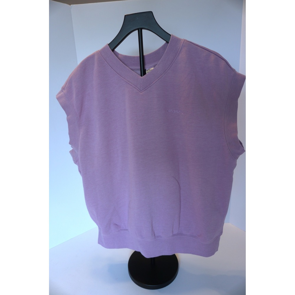 H&M Divided Womens Purple Sleeveless Sweatshirt Vest V-Neck Des Sports Small
